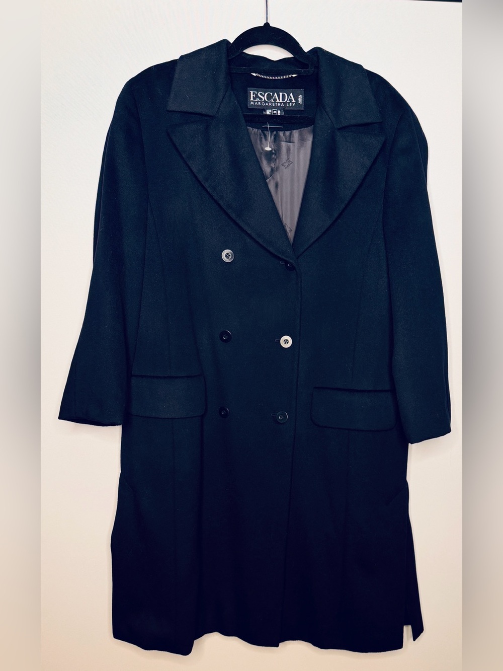 Vintage Black Escada Angora Blend Tailored Coat